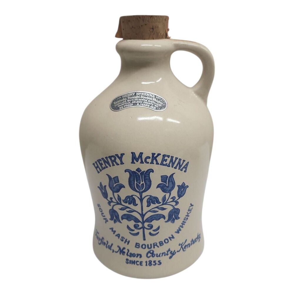 Vintage 1975 Henry McKenna Stoneware 1/2 Gallon Whiskey Jug Sour Mash Kentucky